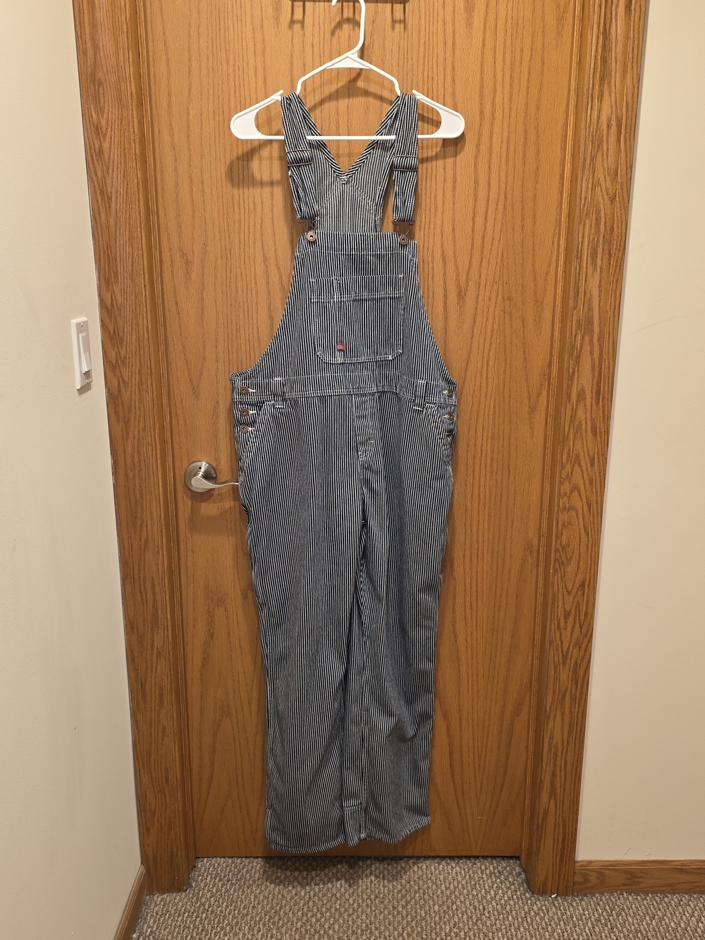 Dickies Blue Pinstripe Denim Overalls Jumpsuit